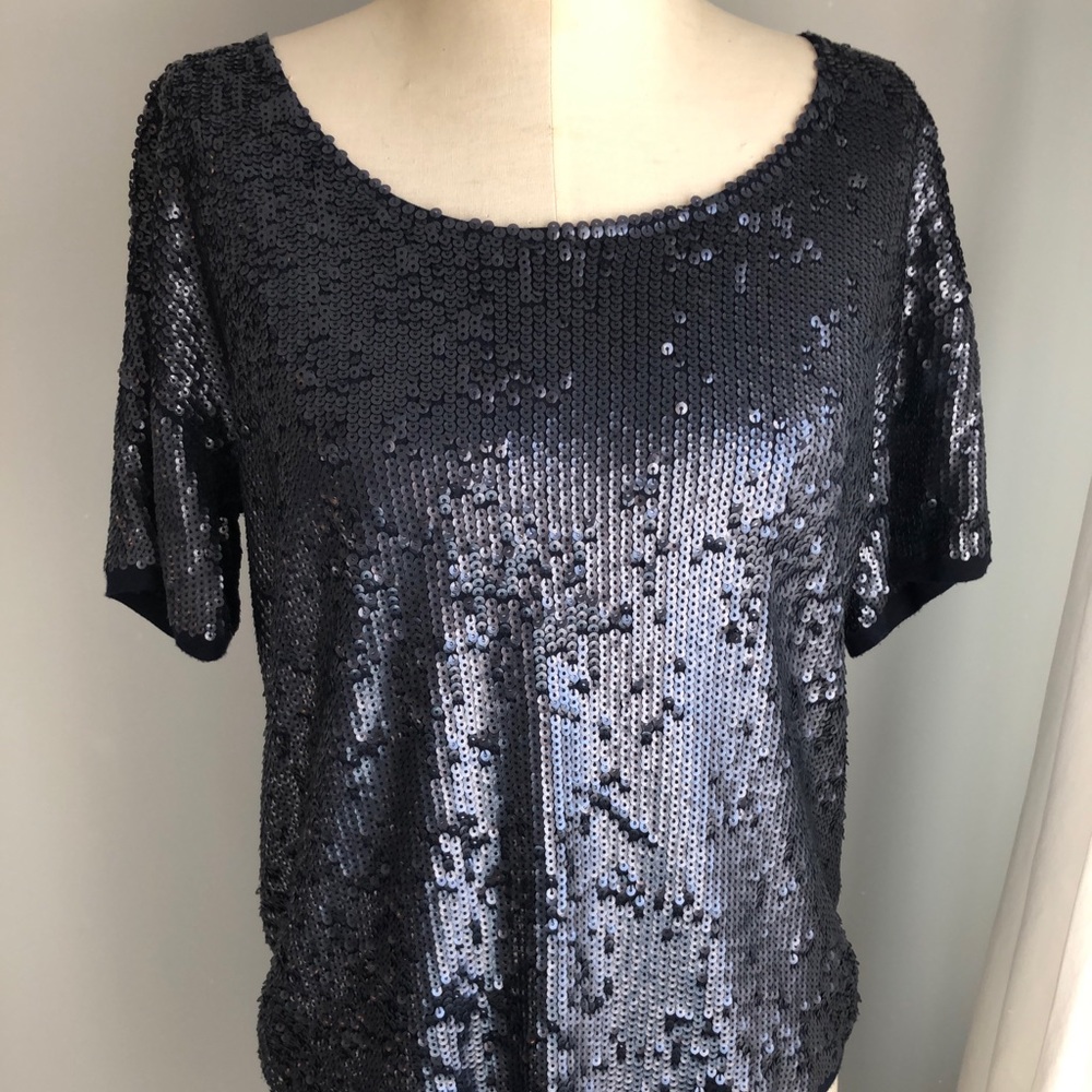 J. Crew navy blue sequin top